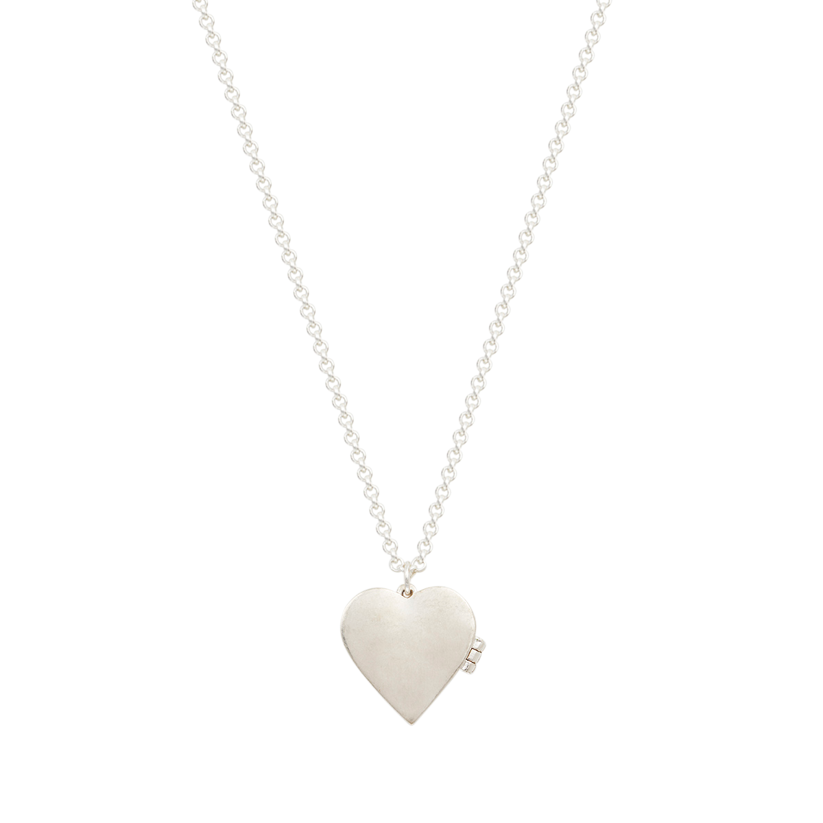 Back view of the Floral Heart Silver Locket Necklace on white