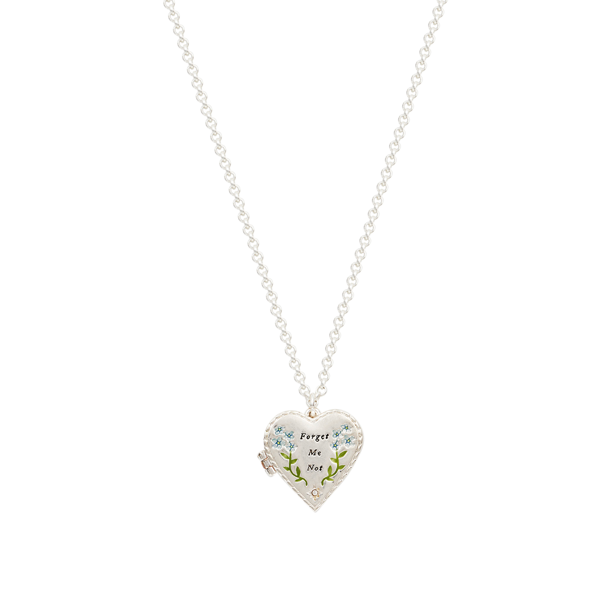 Floral Heart Silver Locket Necklace shown together on a white background
