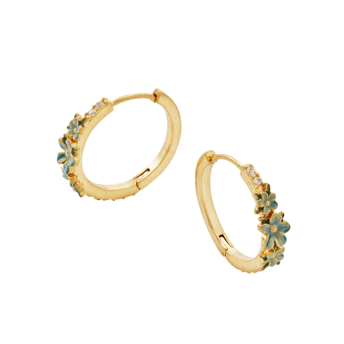 Floral Wreath Hoop Earrings shown at an angle on white