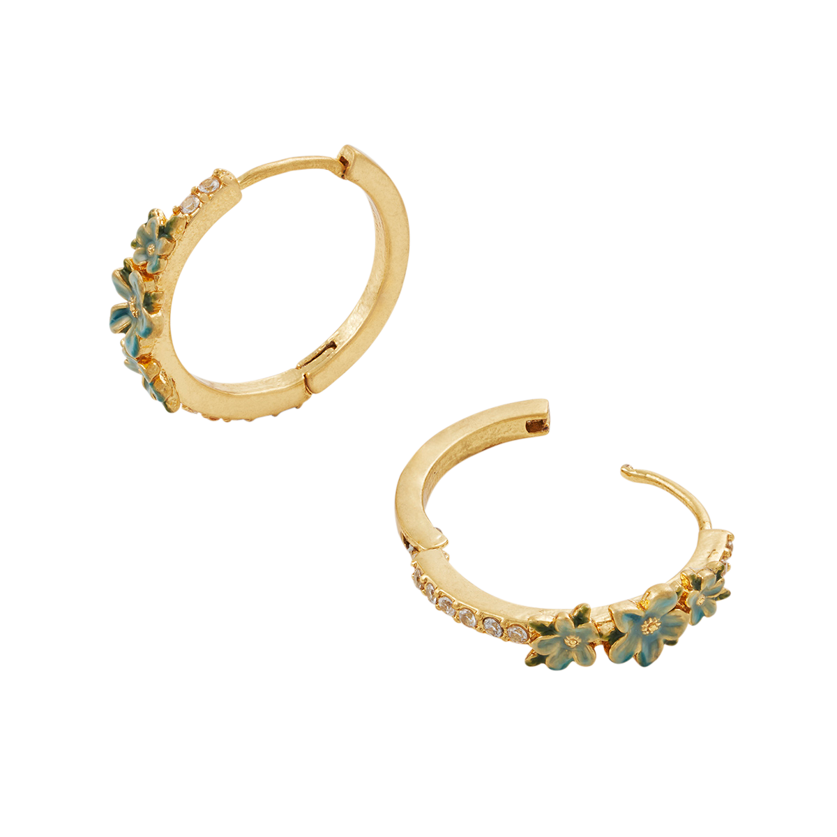 Close-up detail of the Floral Wreath Hoop Earrings on white