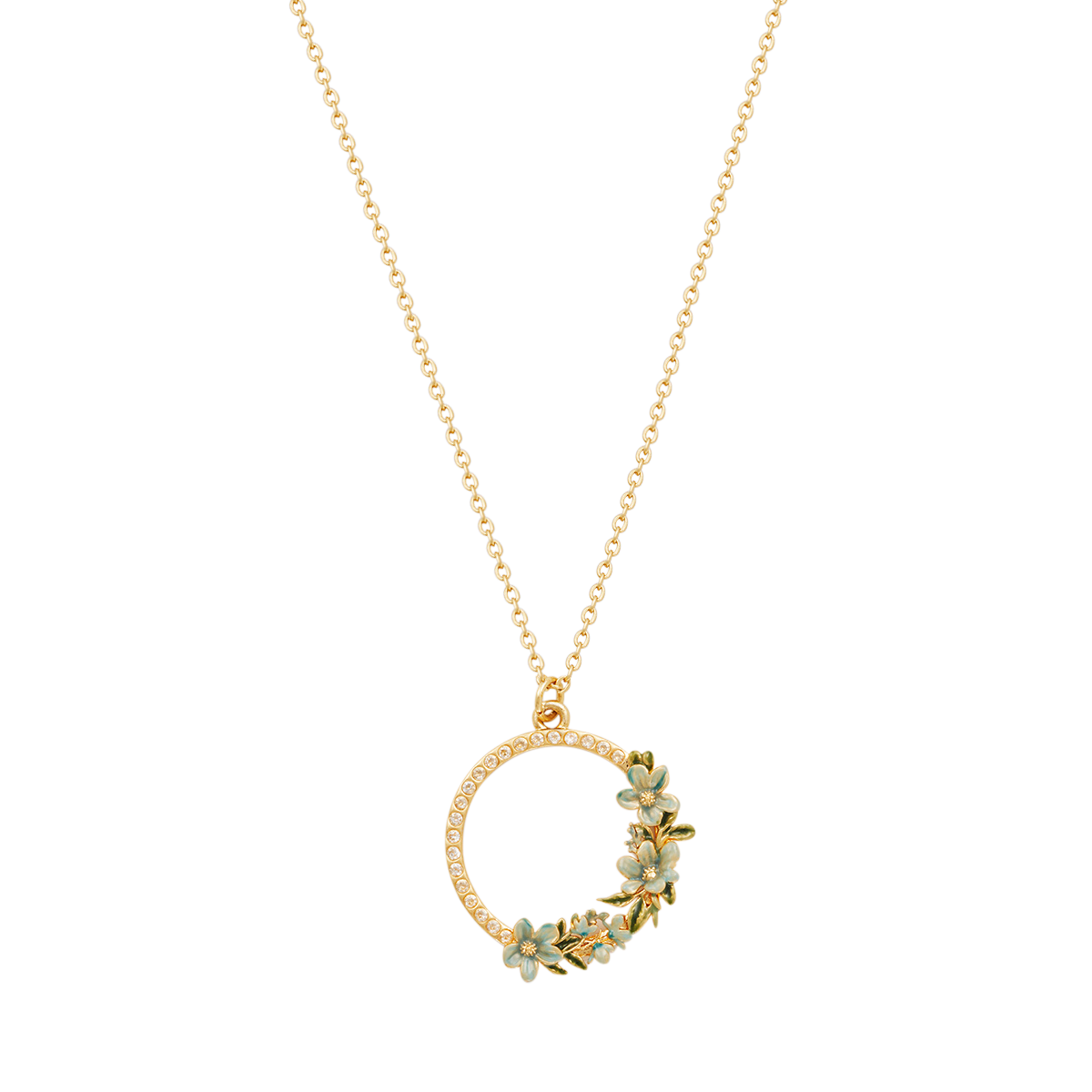 Full length view of the Floral Wreath Necklace on white