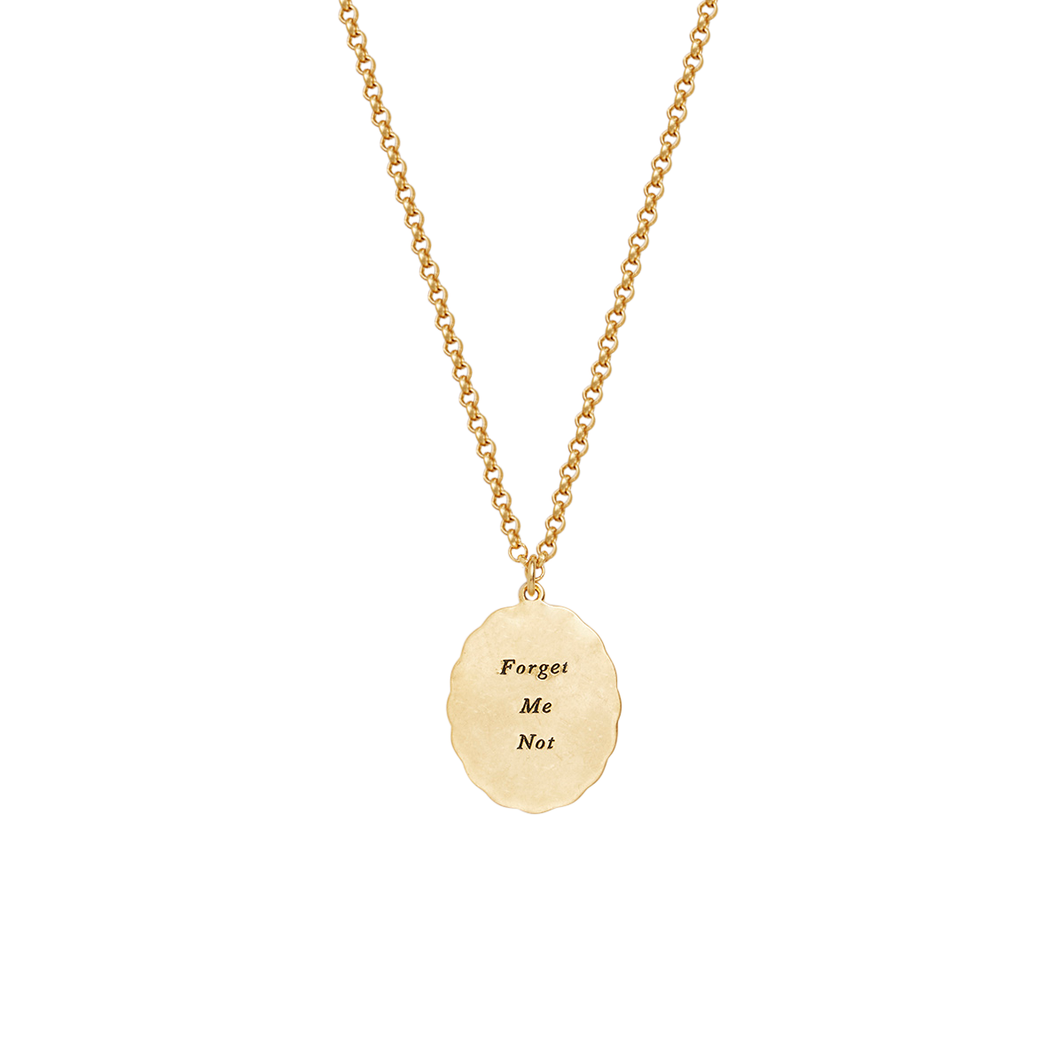 Back view of the Forget Me Not Cameo Necklace on white
