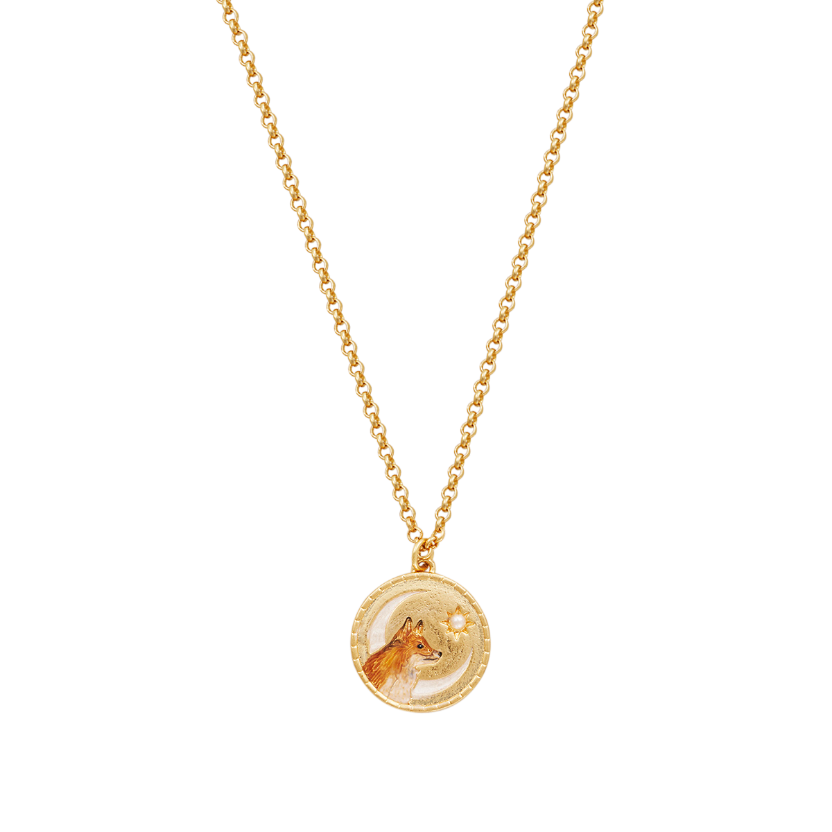 Full length view of the Fox Shadow Guide Necklace on white