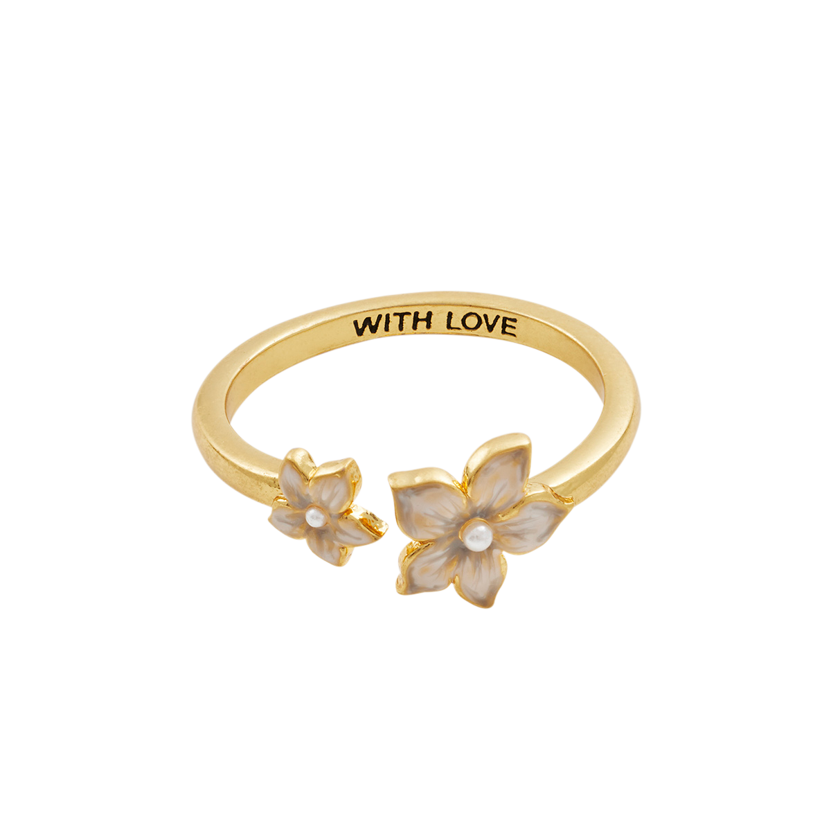 Close-up detail of the Jasmine Pearl Ring on white