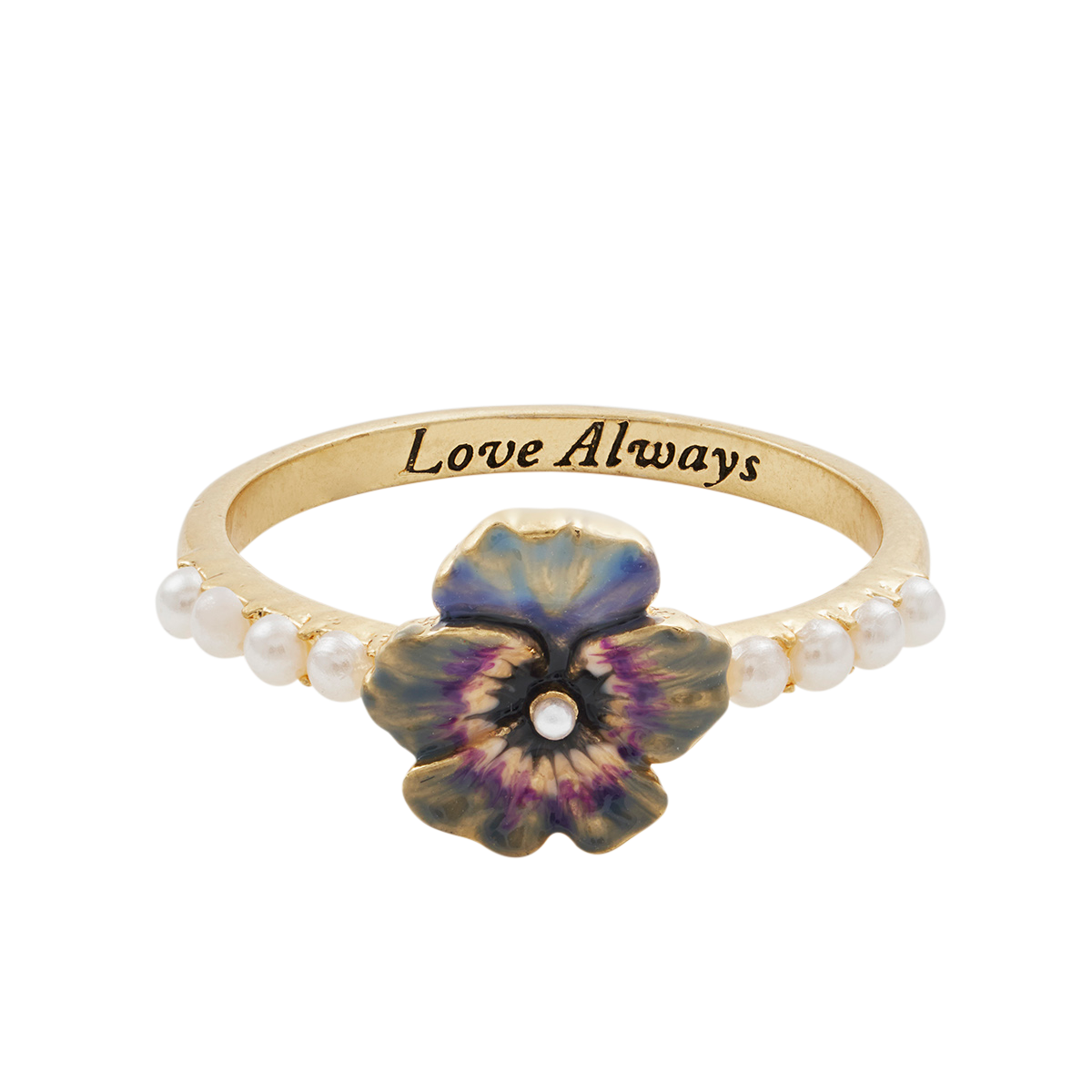 Pansy Pearl Ring shown together on a white background