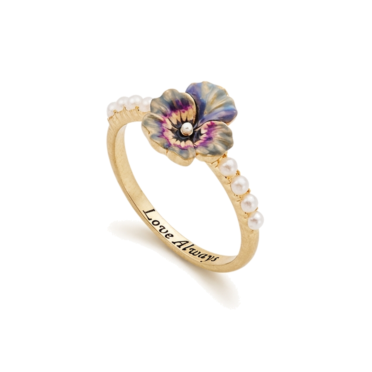 Pansy Pearl Ring on a pure white background
