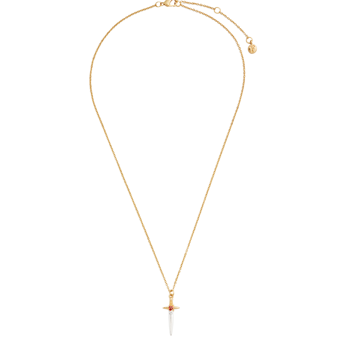 Full length view of the Rose Dagger Necklace on white