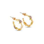 Wildflower Garden Hoop Earrings on a pure white background