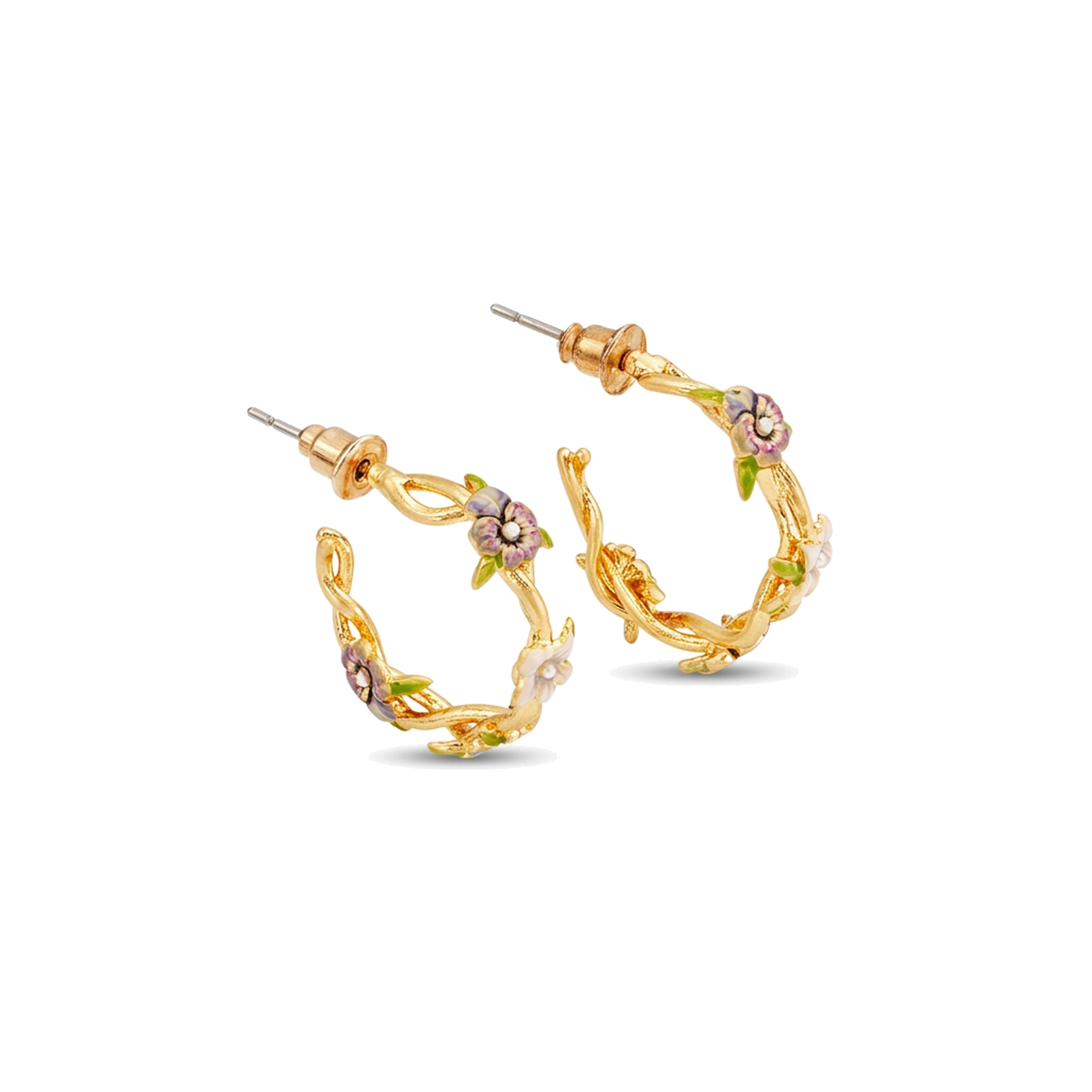 Wildflower Garden Hoop Earrings on a pure white background