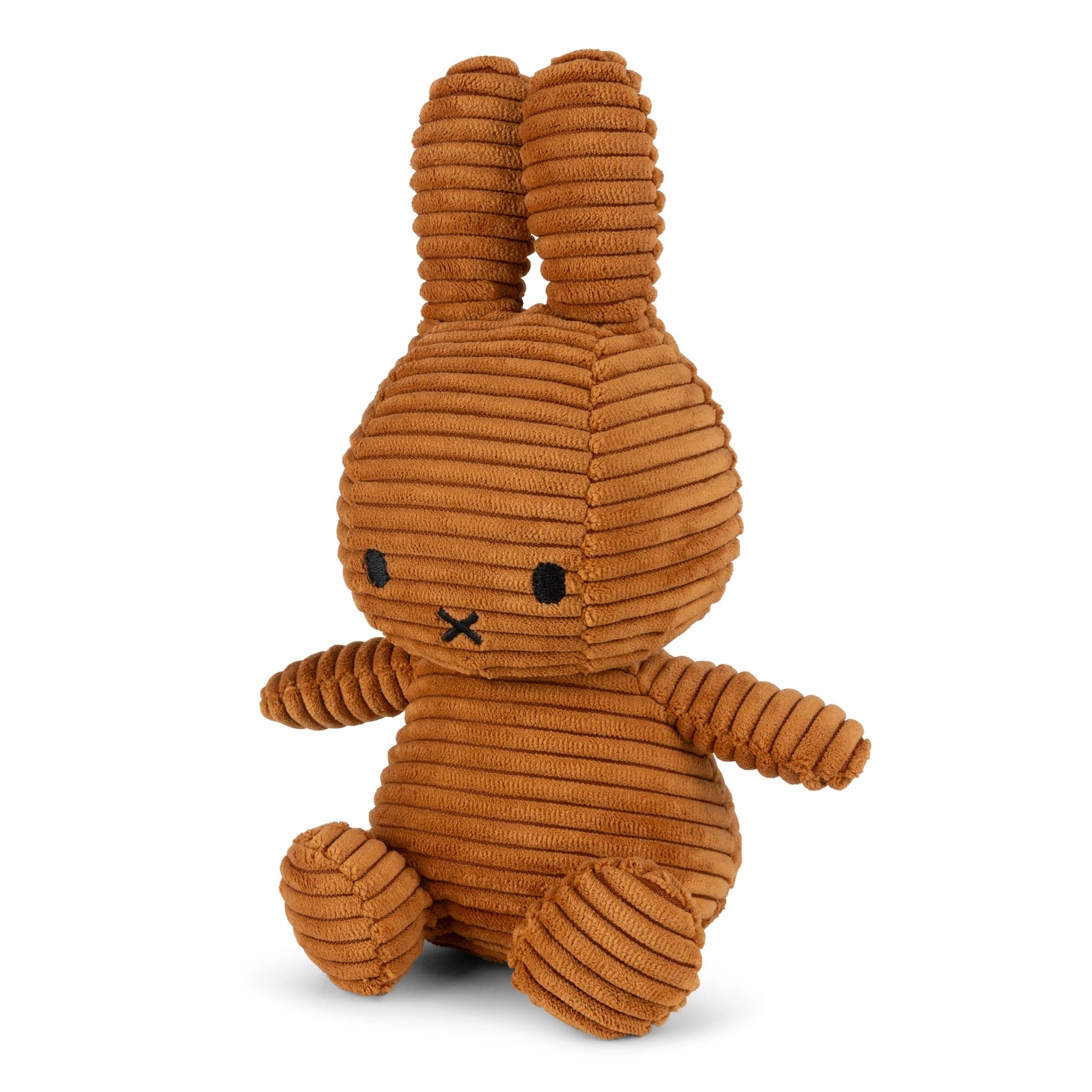 Miffy corduroy cinnamon plush side angled view on white background
