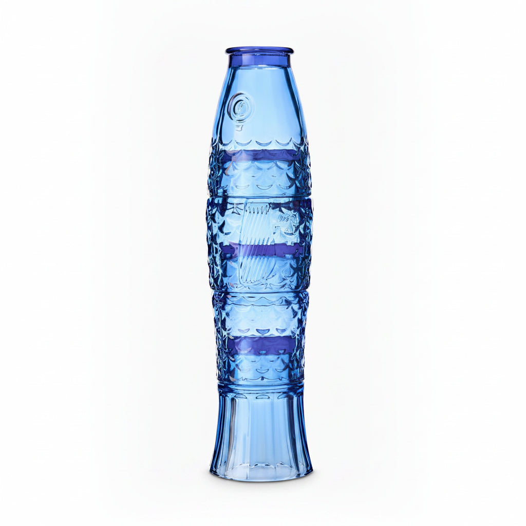 Blue fish stacking glass tumblers stacked as a fish