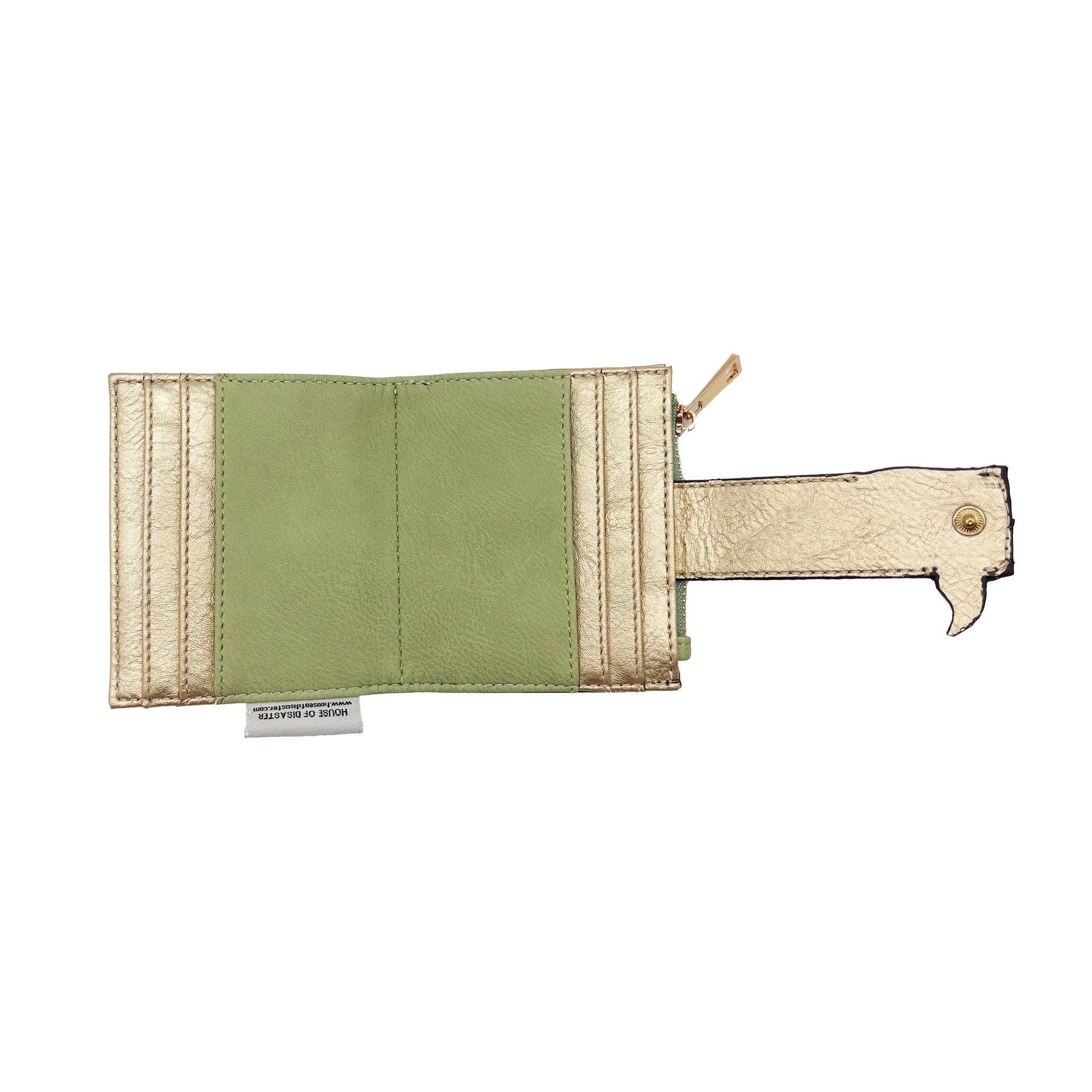 Interior view of fox foldover cardholder with card slots and lining