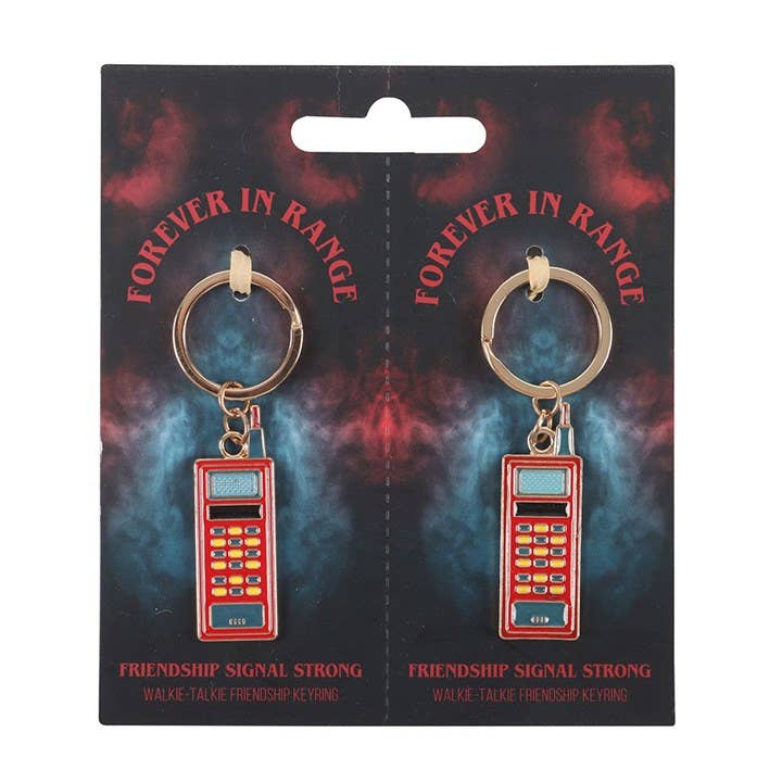 Friendship walkie talkie keyrings on Forever In Range packaging