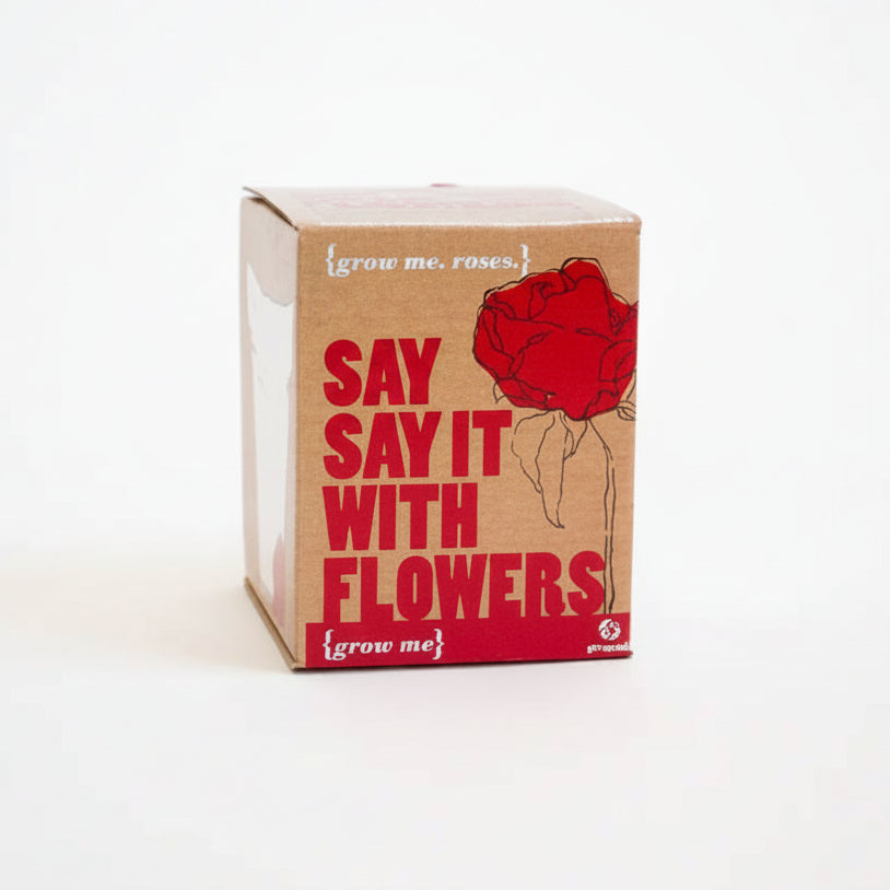Say It With Flowers grow me gift box with a red rose design