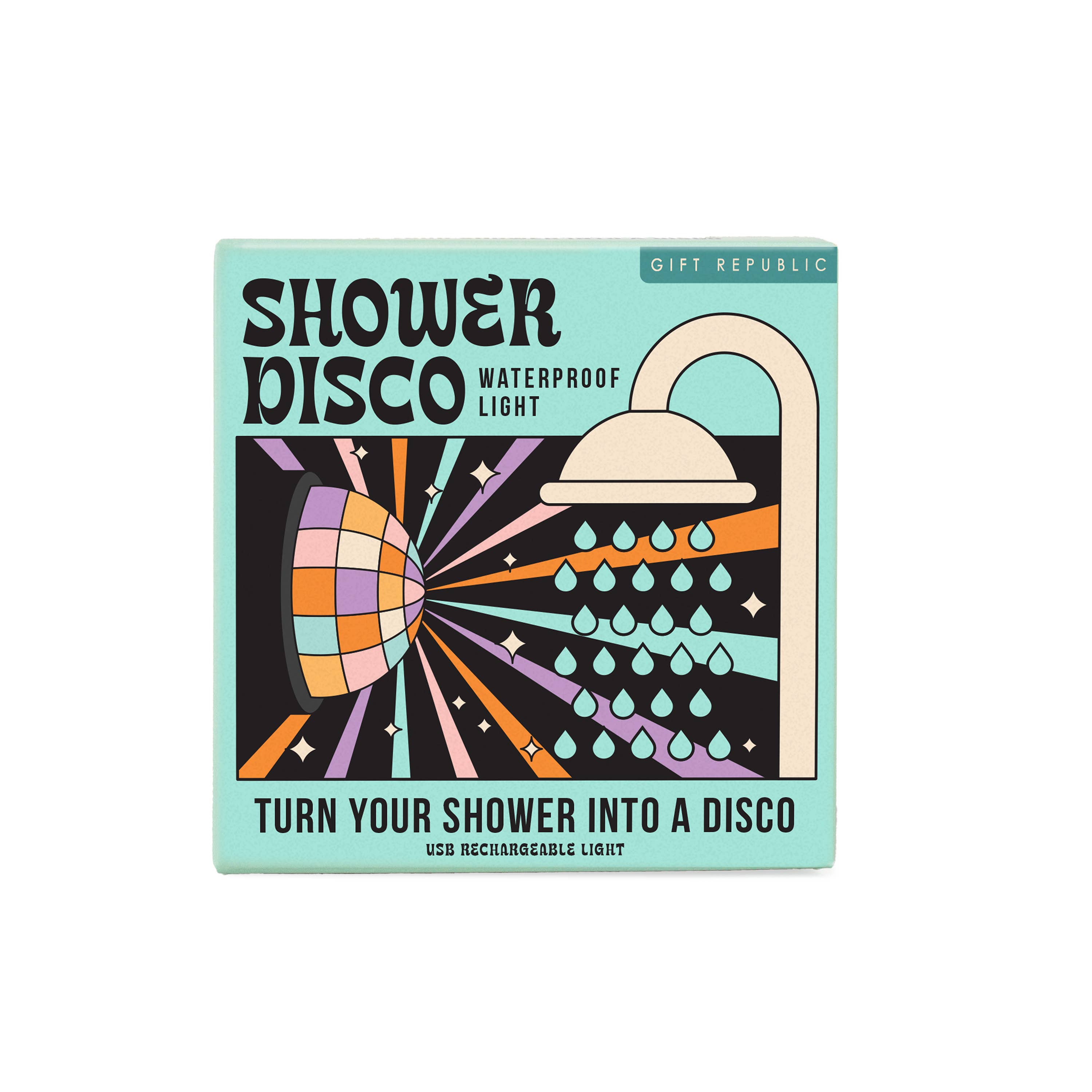 Shower Disco waterproof light box front shown on a white background