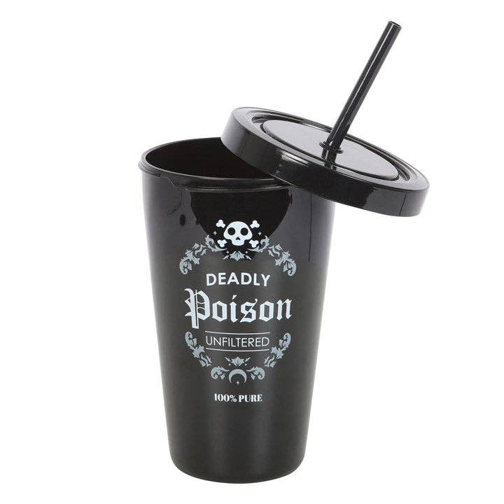 Deadly Poison tumbler showing gothic text design detail