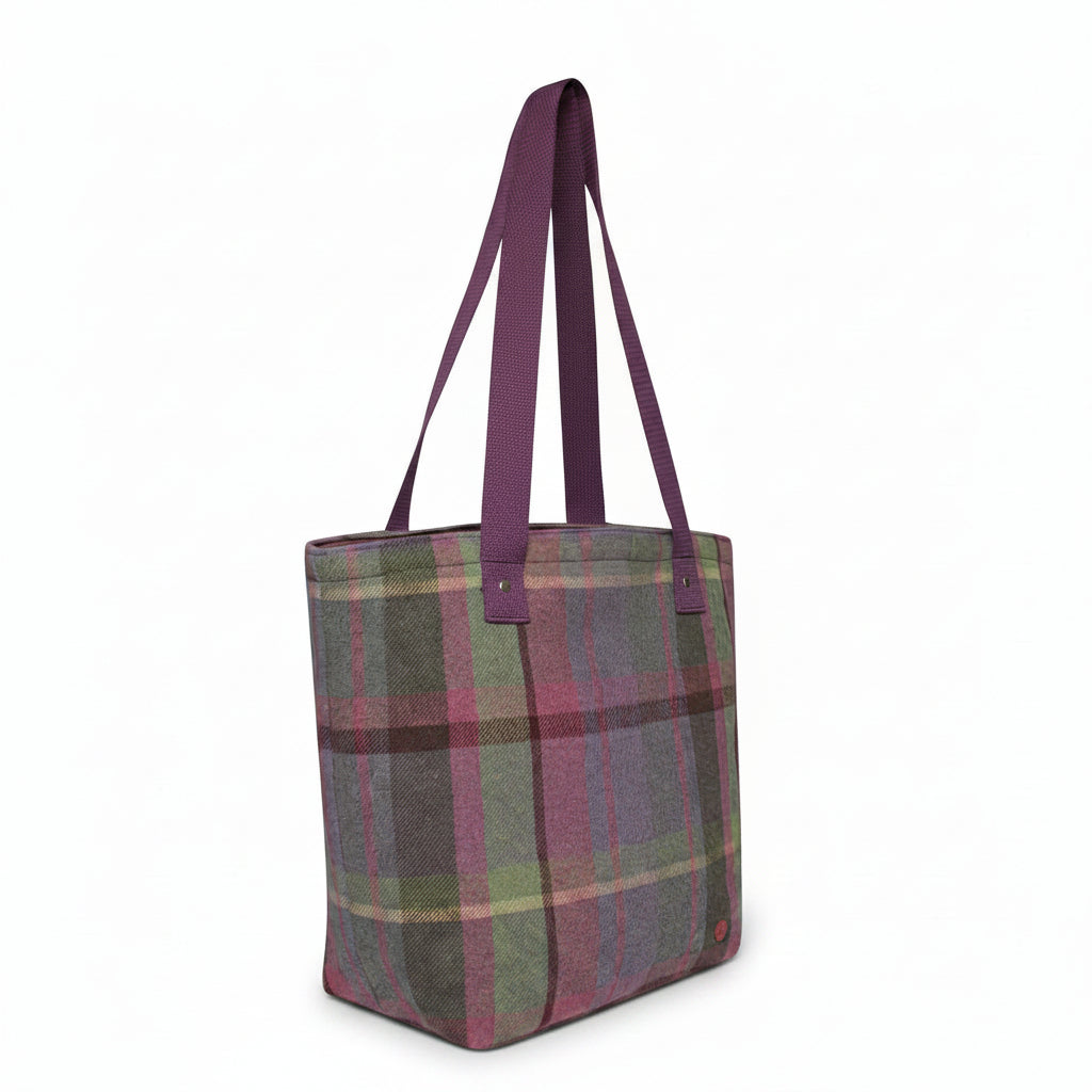Gullane Tweed Shopper Tote front view with shoulder straps