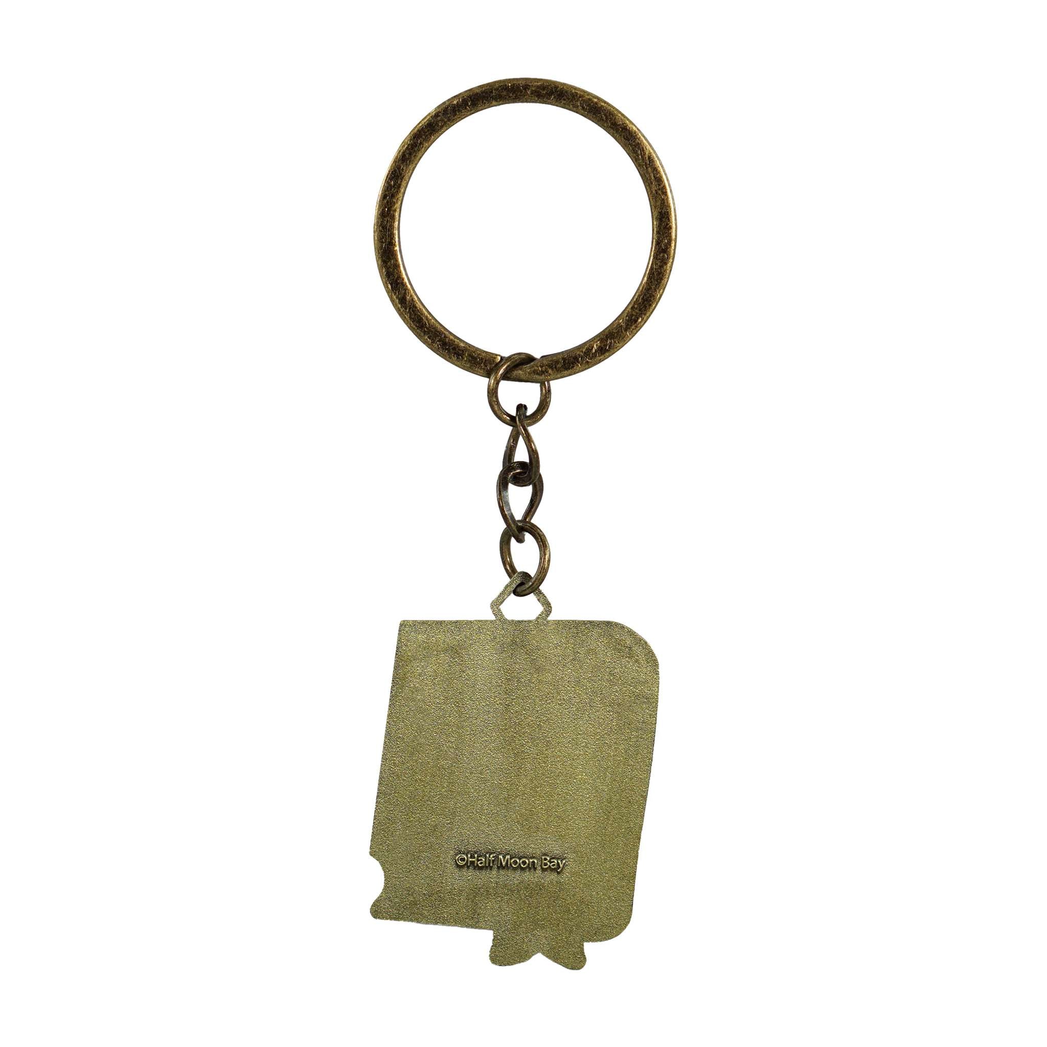 Back of the enamel keyring showing the plain metal reverse