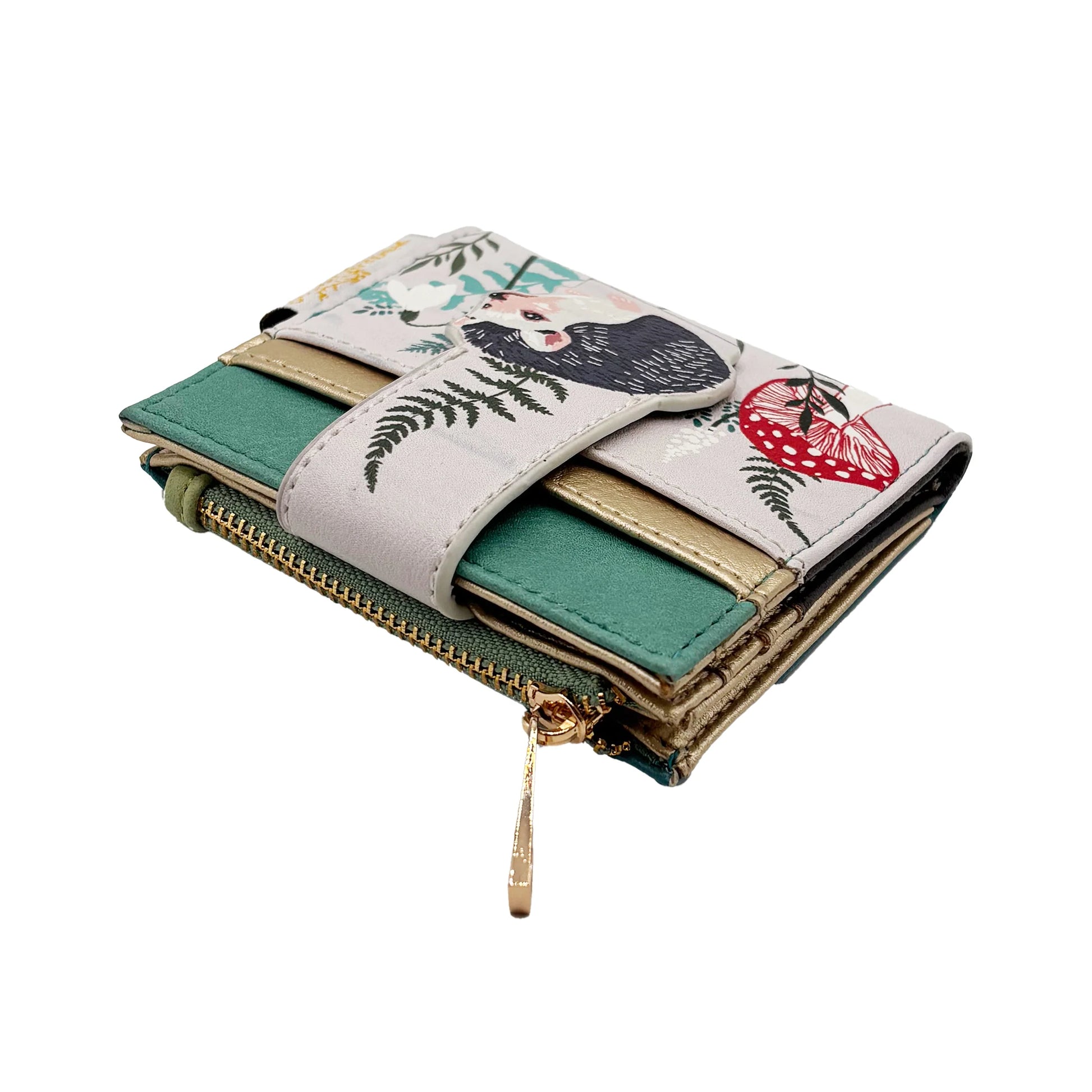 Side view of hedgehog purse with zip coin compartment