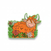 Greeting card featuring highland cow illustration design