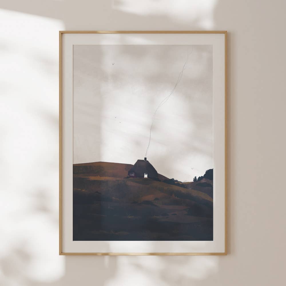 Home in the Borders Scottish landscape art print of a countryside dwelling