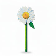 Daisy flower bookmark front view and close-up on white background