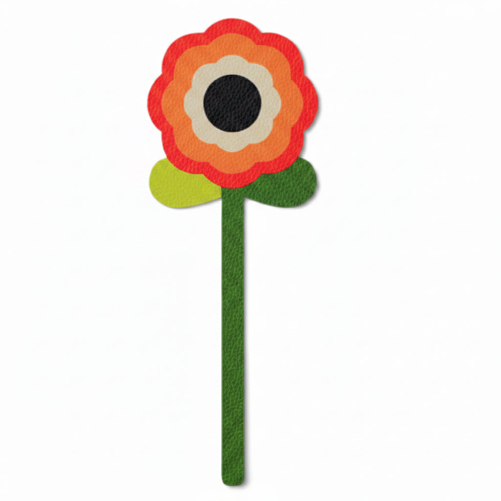 Retro flower bookmark front view and close-up on white background