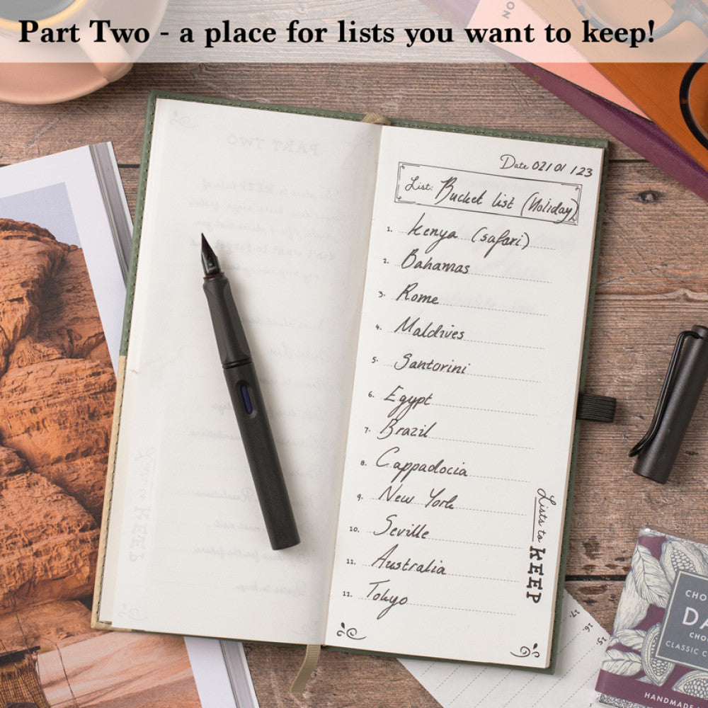 Part two of the journal, ruled pages for lists you want to keep