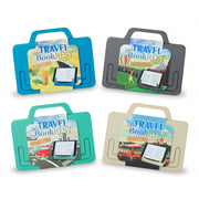 All four Travel Book Rest colours together, blue, grey, mint and cream