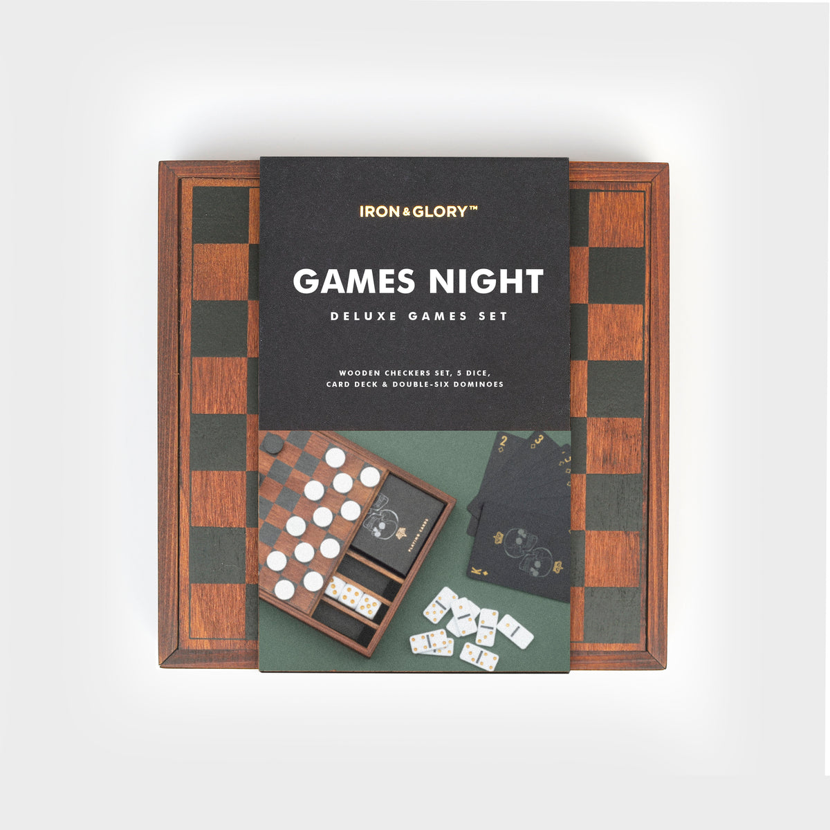 Iron & Glory Games Night deluxe games set in its retail packaging