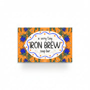 Scottish Iron Brew-themed soap with vibrant branding