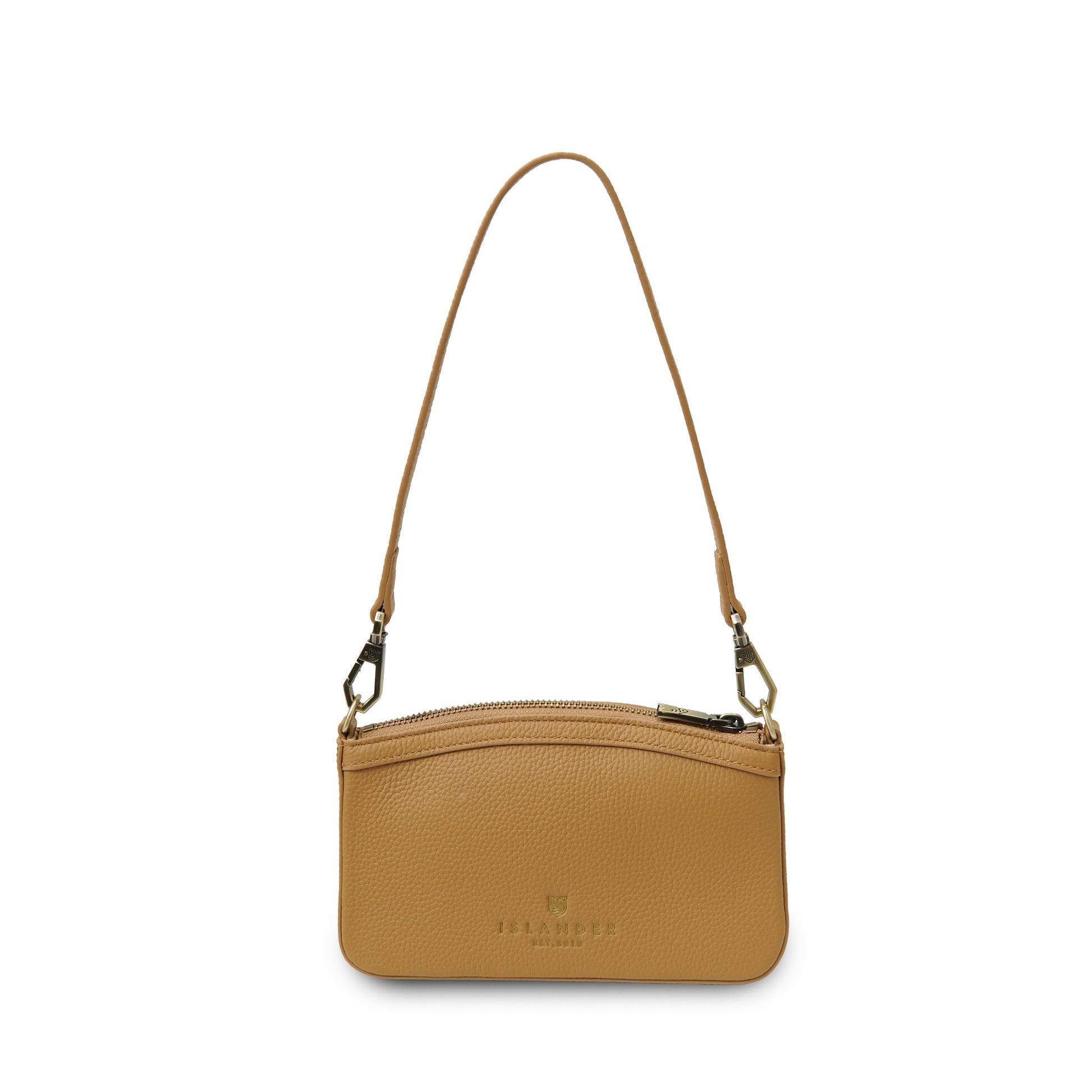 Ailsa beige dogtooth purse leather back with zip pocket on white background