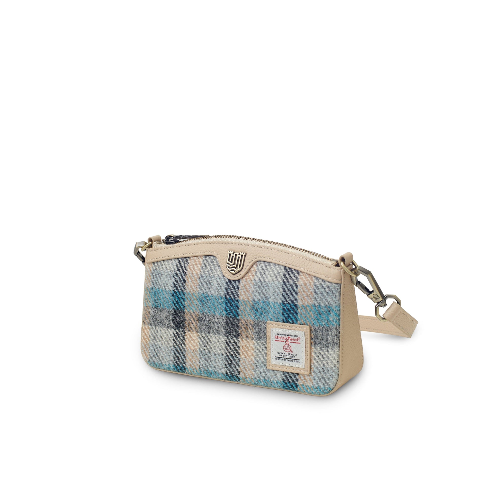 Ailsa Islander tartan purse showing both strap options on white background