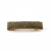 Chestnut herringbone Harris Tweed barrette clip on white background