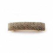 Sage and grey check Harris Tweed barrette clip on white background