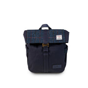 Navy over-check canvas lunch bag with shoulder strap