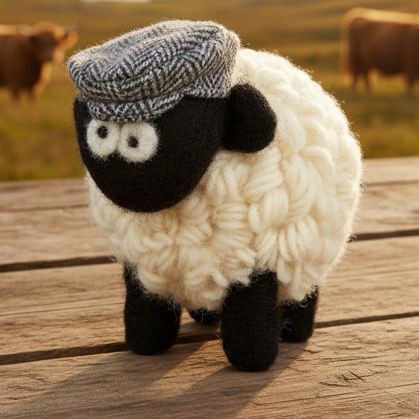 Medium Sheep with Flatcap - Blue