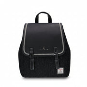 Islander Jura backpack black herringbone Harris Tweed front view on white background