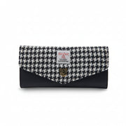 Harris Tweed dogtooth purse in black and white on white background
