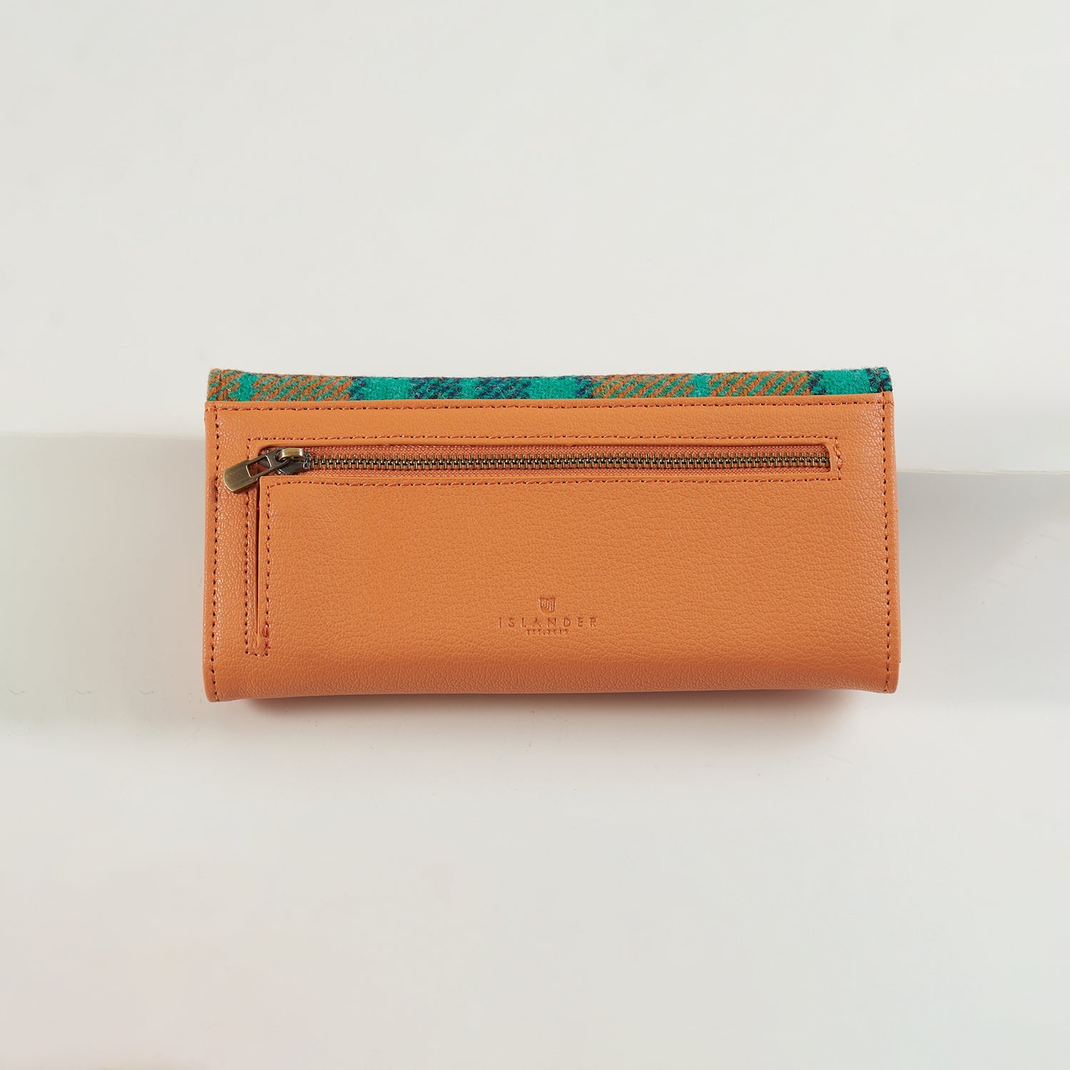 Back of the orange clasp purse showing the zipped coin pocket