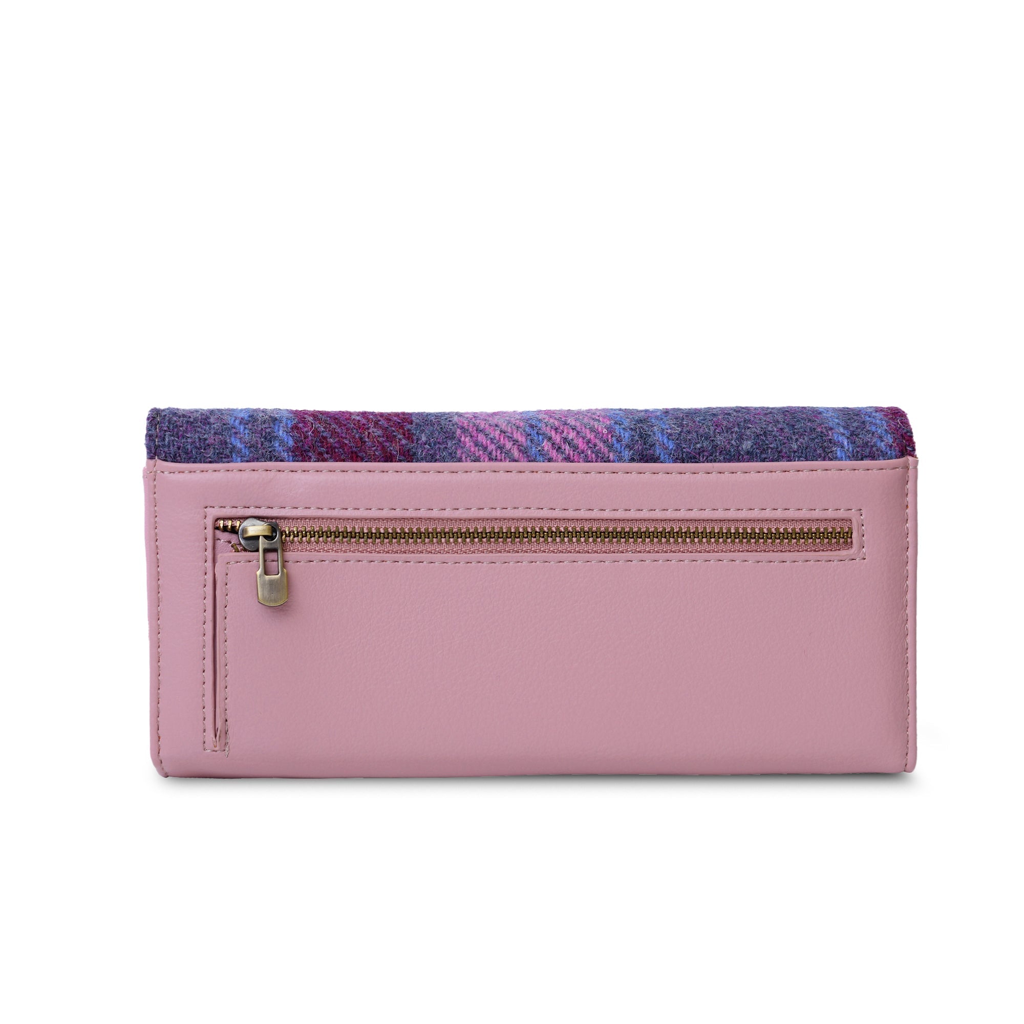Back of the pink clasp purse showing the zipped coin pocket