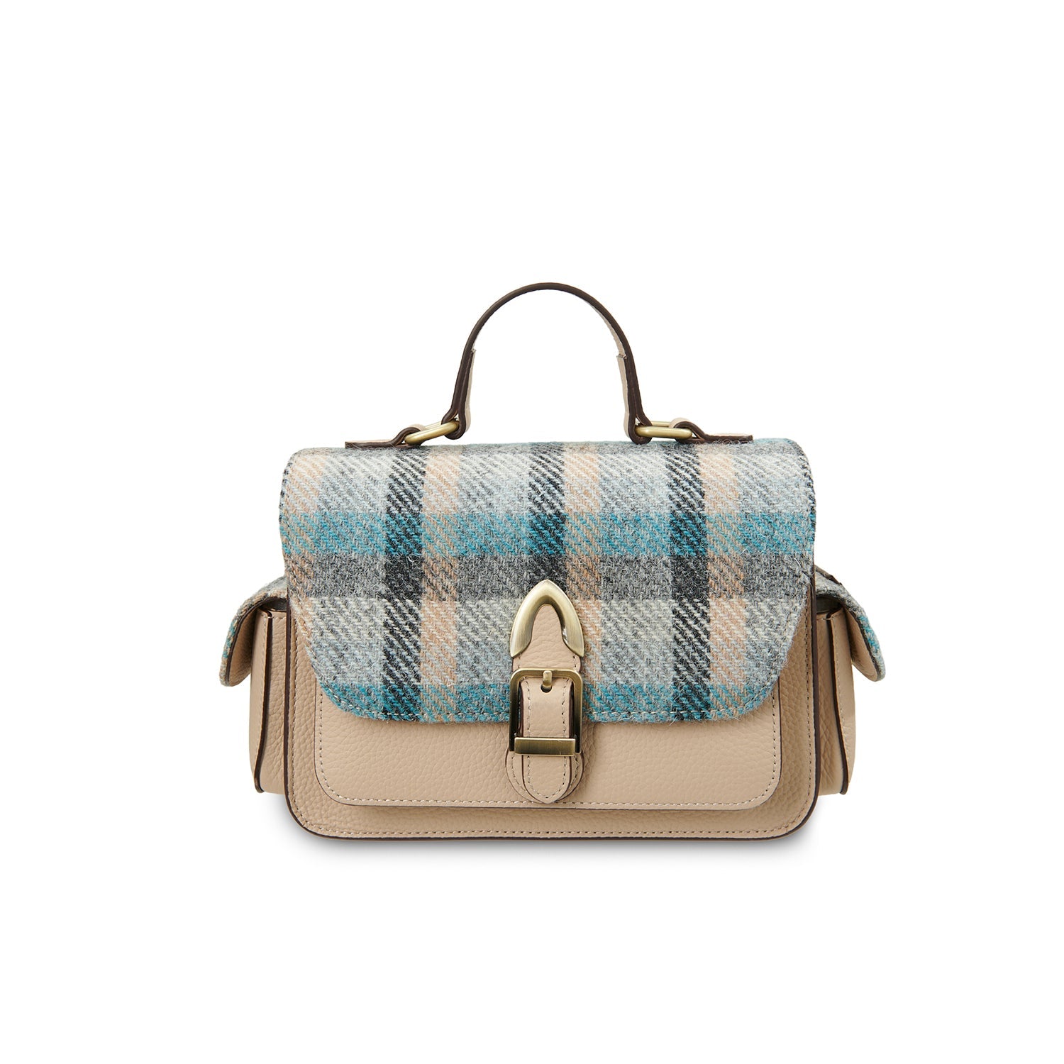 Harris Tweed tartan Melrose crossbody front view on white background