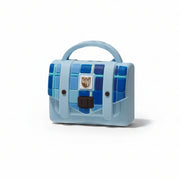 Blue tartan mini satchel fridge magnet by Islander