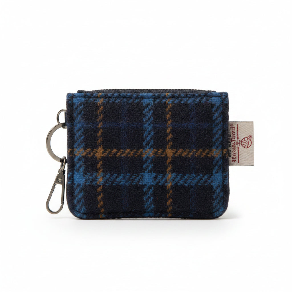 Navy Tartan Card Zip Wallet with Harris Tweed®