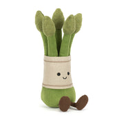 Jellycat Amuseables Asparagus plush front view on white background