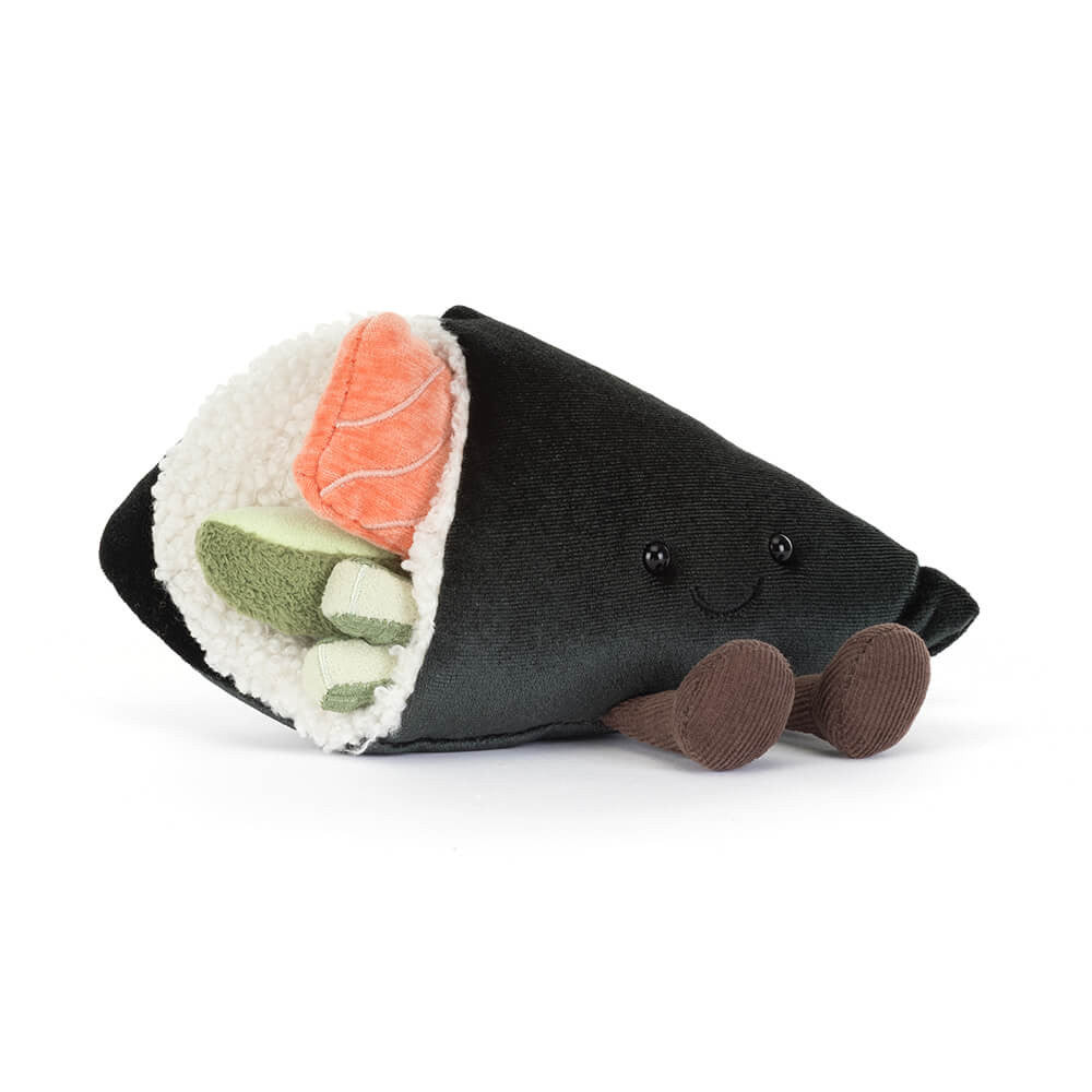 Jellycat Coneroi Temaki sushi hand roll plush front view on white background