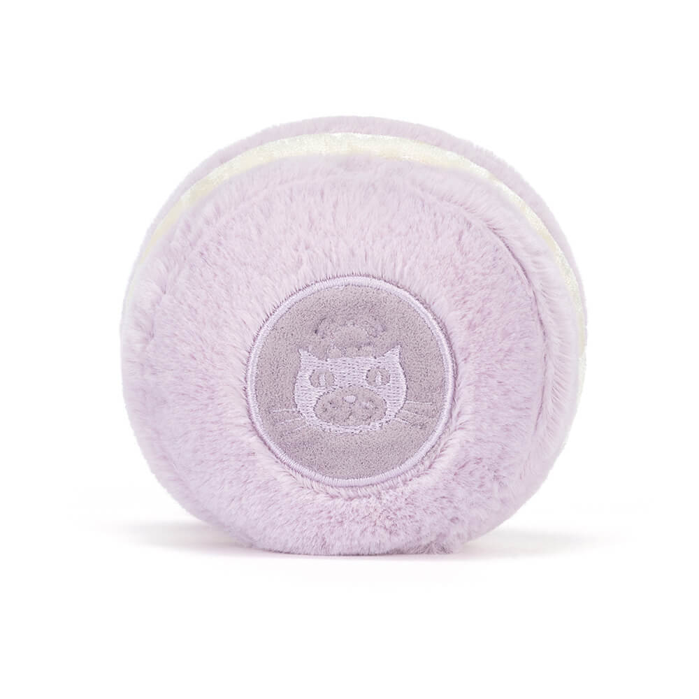 May Macaron lavender plush rear view on white background