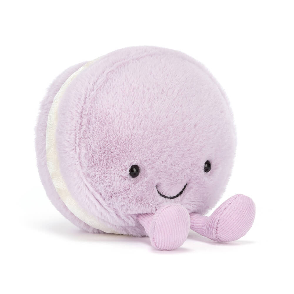 Jellycat May Macaron lavender plush front view on white background