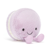 Jellycat May Macaron lavender plush front view on white background