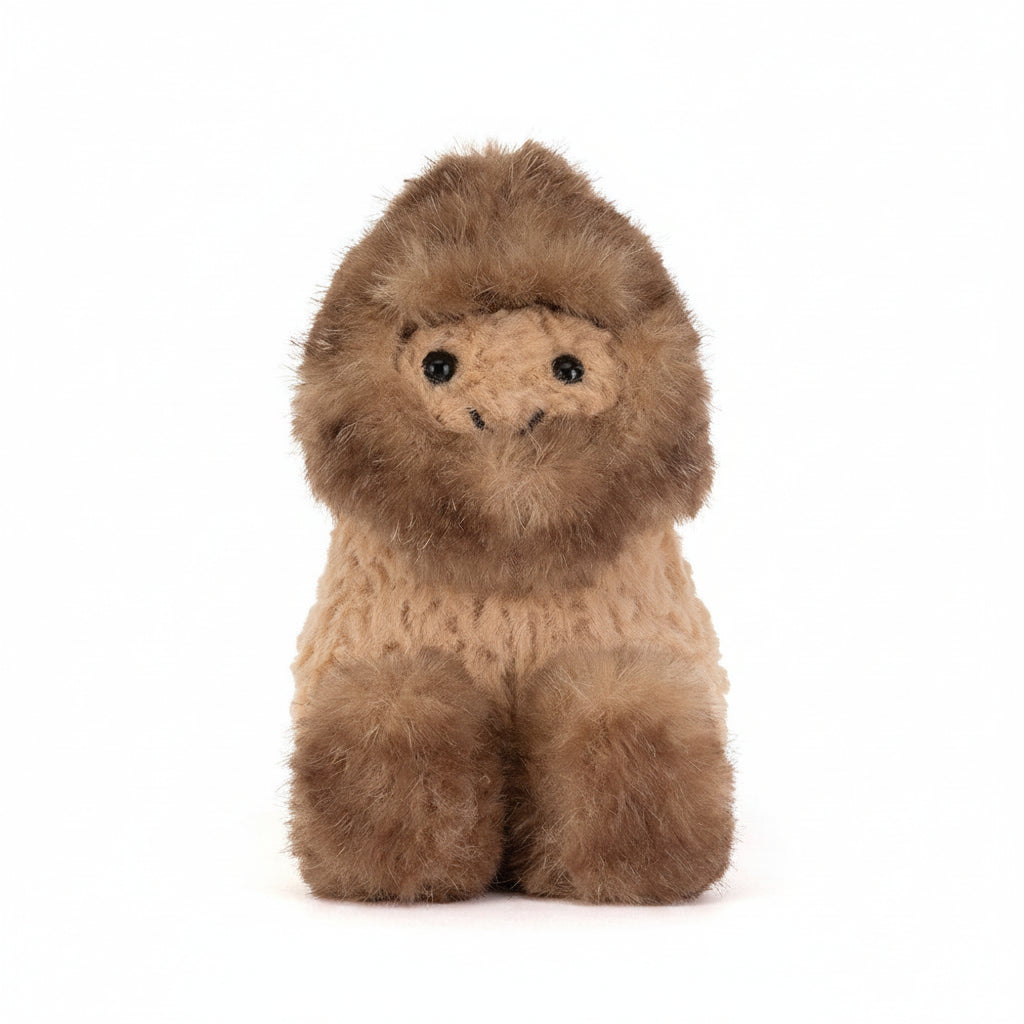 Jellycat Peanut Yeti soft toy detail of embroidered smile and hard eyes